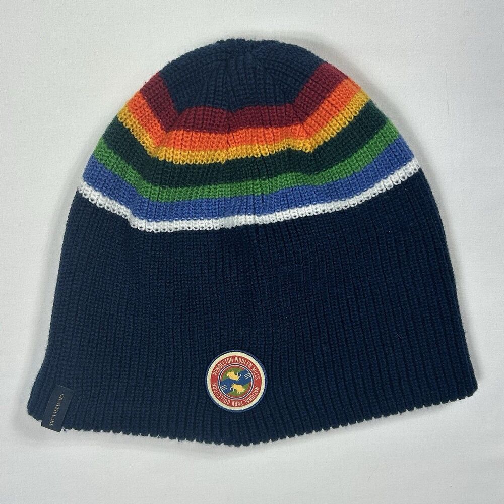 Pendleton National Park Collection Crater Lake Navy Rainbow Stripe Knit Beanie